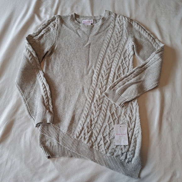 Tommy Bahama girls size 14 asymetric gray metallic long sleeve sweater NWT - Picture 1 of 7